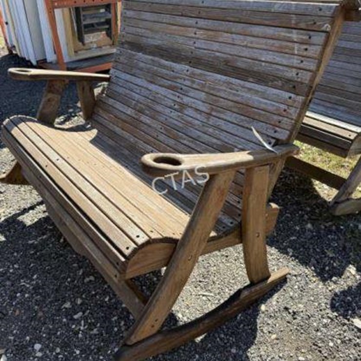 #138 • Wooden Patio Rocker Love Seat