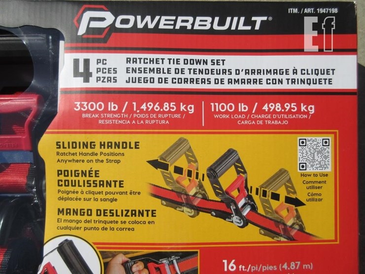 (4)-new-16'-x-1.5"-powerbuilt-ratchet-straps-image-3