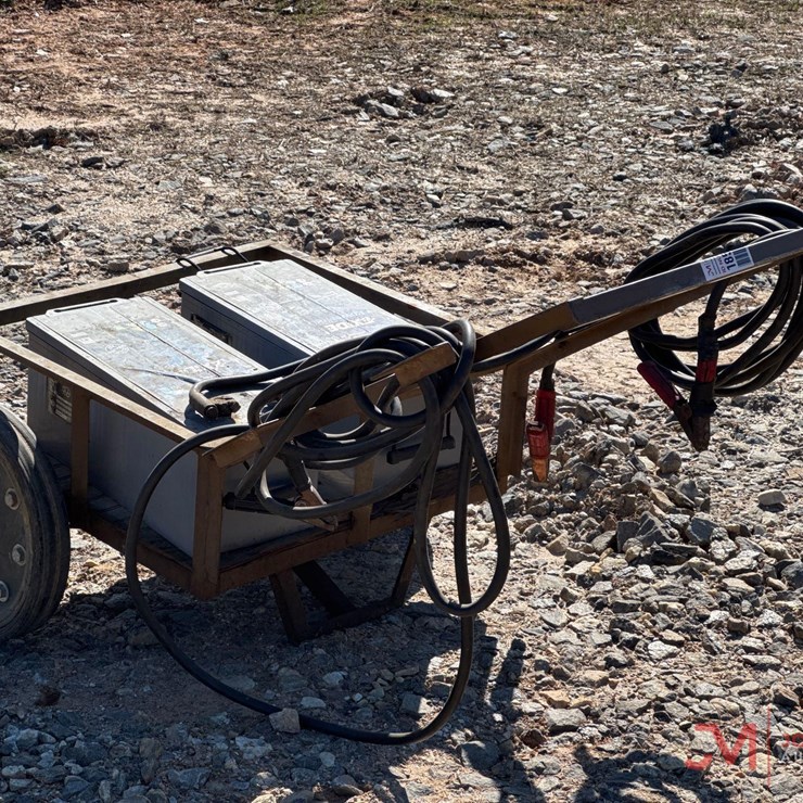 ROLLING CART W/ (2) BATTERIES & JUMPER CABLES