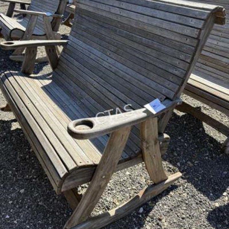 #144 • Wooden Patio Rocker Love Seat