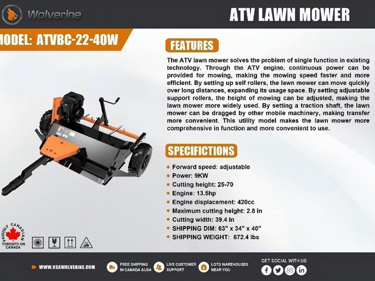 #1070-•-unused-wolverine-atv-lawn-mower-image-1