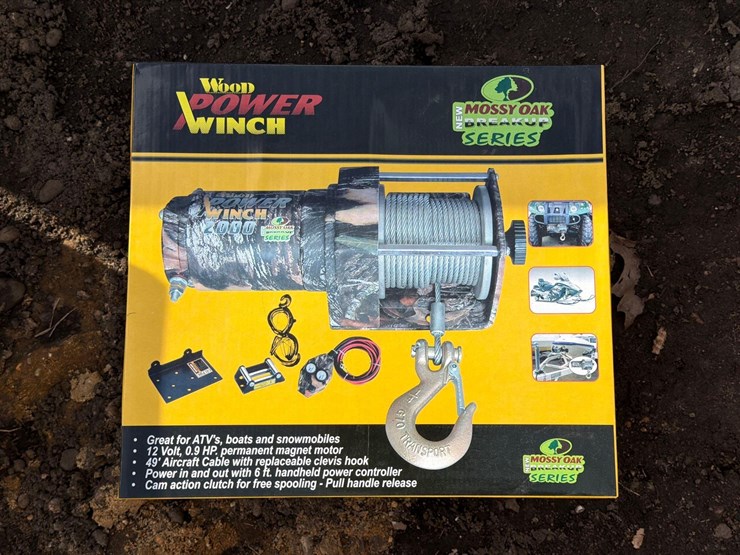 new-2000#-atv-wood-power-winch---atv-winch---camo-new-support-equipment-image-1