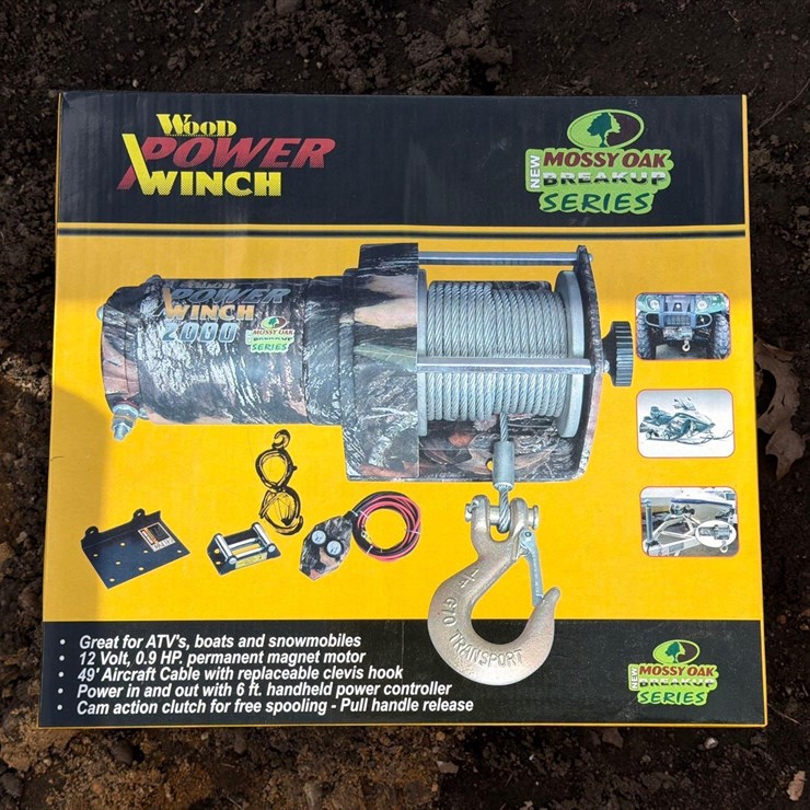 NEW 2000# ATV WOOD POWER WINCH - ATV WINCH - CAMO NEW SUPPORT EQUIPMENT