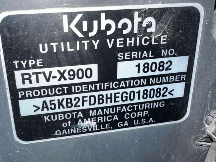 1800---kubota-diesel-rtv-x900-(sn#-a5kb2fdbheg018082)-image-2