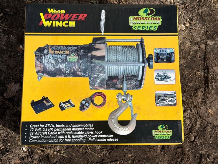 new-2000#-atv-wood-power-winch---atv-winch---camo-new-support-equipment-image-1