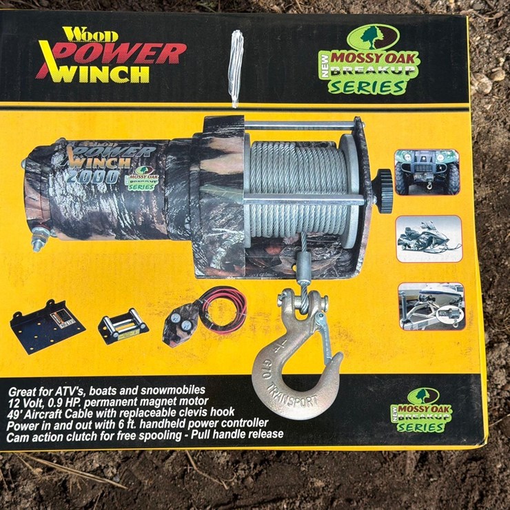NEW 2000# ATV WOOD POWER WINCH - ATV WINCH - CAMO NEW SUPPORT EQUIPMENT