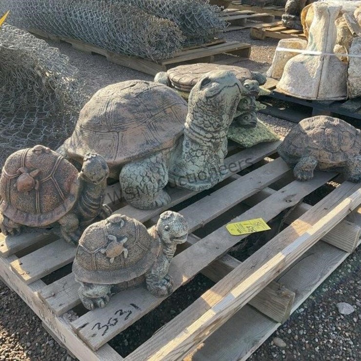 PALLET OF ASSORTED CONCRETE, TURTLE STATUES