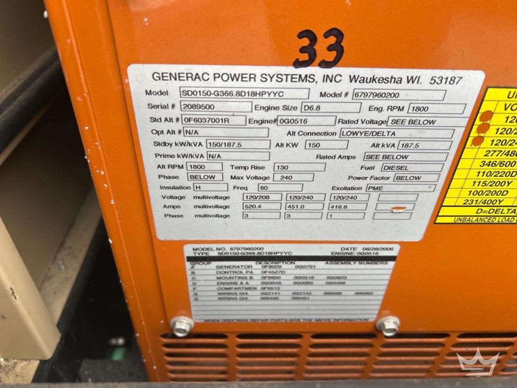 2006-generac-sd0150-187kva-t/a-towable-diesel-generator-image-14