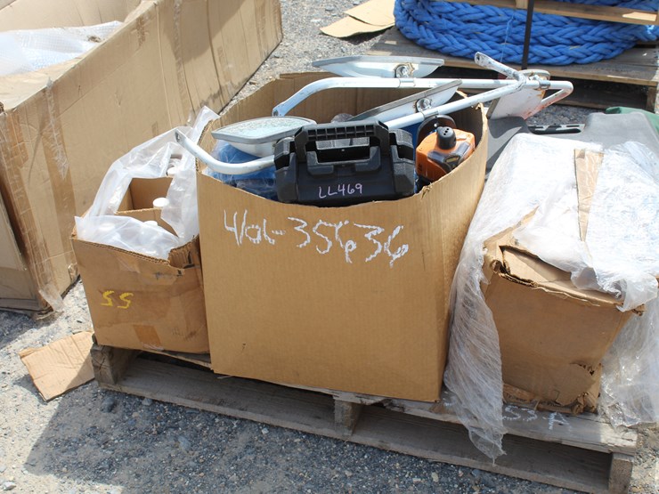 #8016-•-pallet-of-hard-hats,-laser-tyvec,-misc-items-image-1