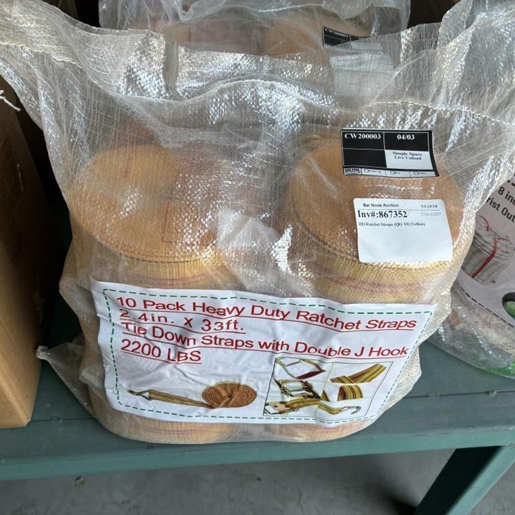 HD Ratchet Straps (Qty 10) (Yellow)