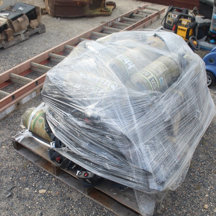 #8044 • PALLET OF SCBA MASK (Self-Contained Breathing Apparatus), HARNESS, AND BOTTLE