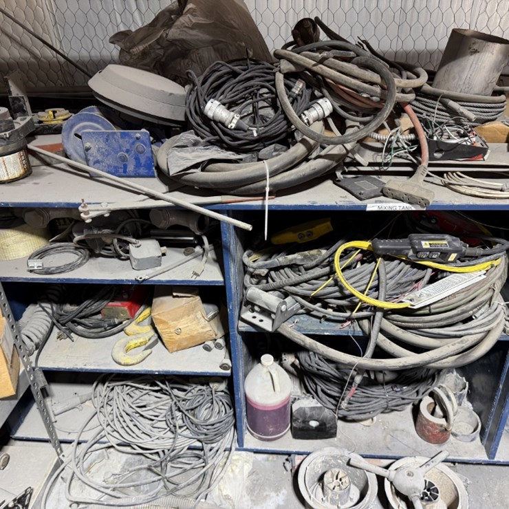 5-SHELVE SECTION OF PS TRANSMITTER CABLES, ENGINE HARNESS, HOSES, & WINCH CABLE