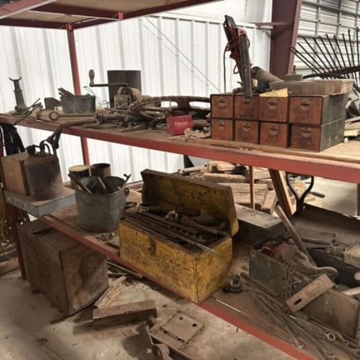 square tubing shelves & contents