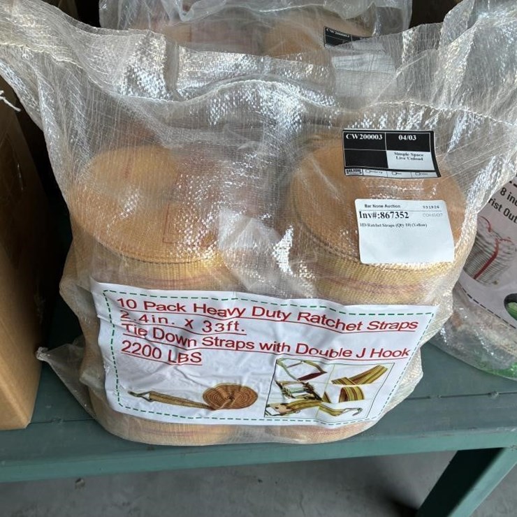 HD Ratchet Straps (Qty 10) (Yellow)