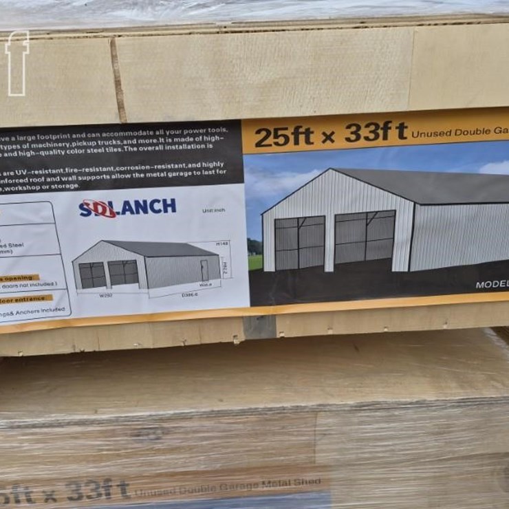 SDLANCH 25'X33' DOUBLE GARAGE METAL SHED