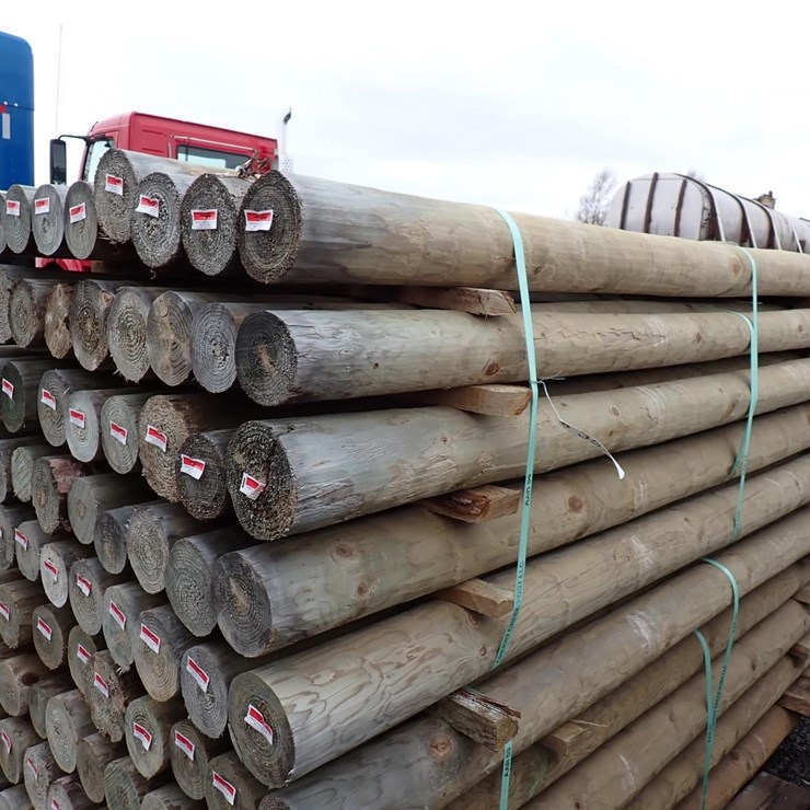 (45) 4" X 8' RED PINE POSTS