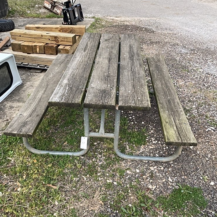 wood and metal picnic table