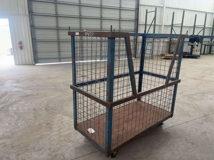 heavy-duty-steel-mesh-rolling-storage-cart-with-wood-base-image-2