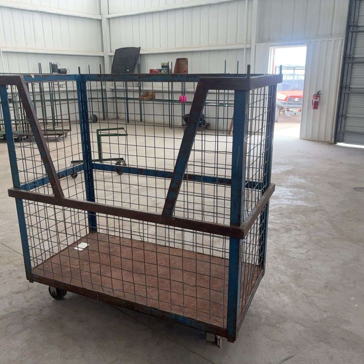 Heavy-Duty Steel Mesh Rolling Storage Cart with Wood Base