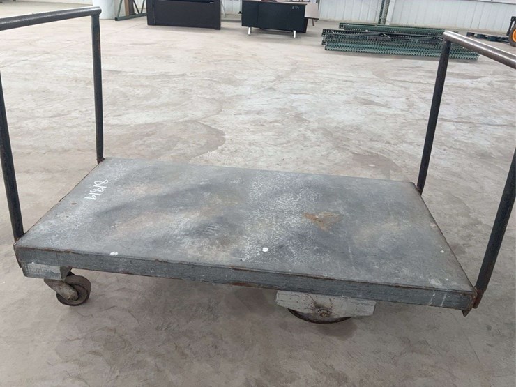 heavy-duty-steel-platform-cart-with-dual-handles-and-four-wheels-image-6