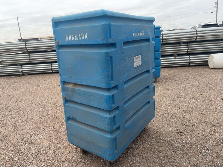 blue-polyethylene-utility-cart-with-wire-shelves,-aramark-branded-image-4