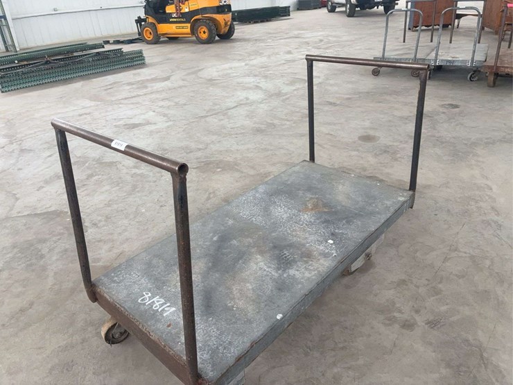 heavy-duty-steel-platform-cart-with-dual-handles-and-four-wheels-image-4