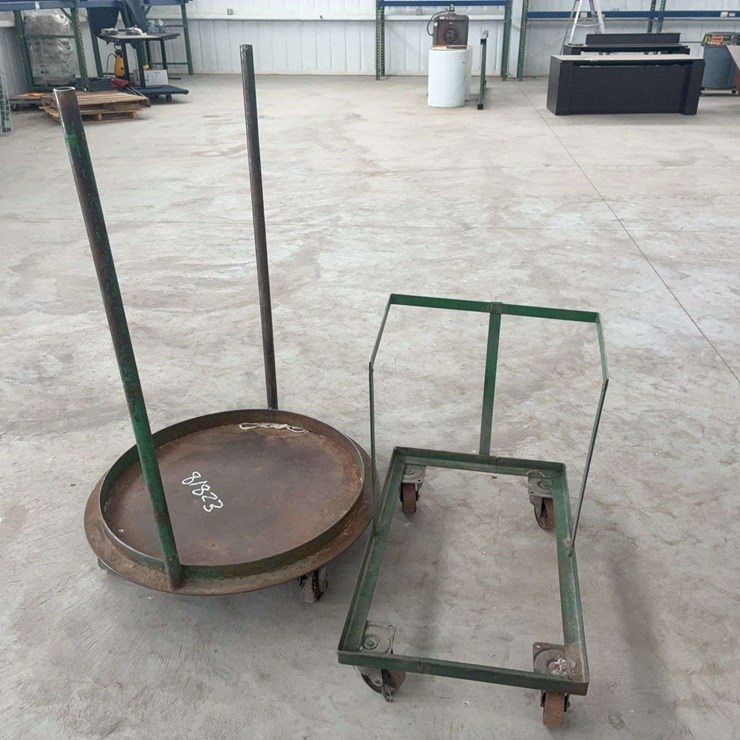 Pair of Heavy-Duty Industrial Steel Dollies on Casters