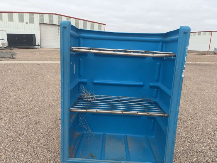 blue-polyethylene-utility-cart-with-wire-shelves,-aramark-branded-image-2