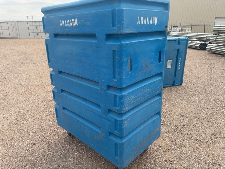 blue-polyethylene-rolling-laundry-cart-with-metal-shelves-image-5