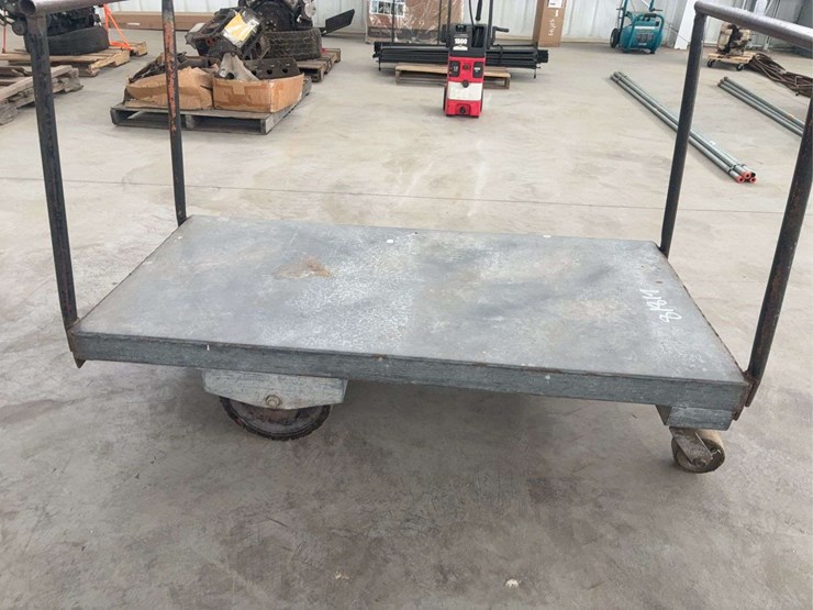 heavy-duty-steel-platform-cart-with-dual-handles-and-four-wheels-image-5