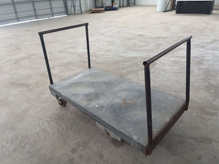 heavy-duty-steel-platform-cart-with-dual-handles-and-four-wheels-image-3