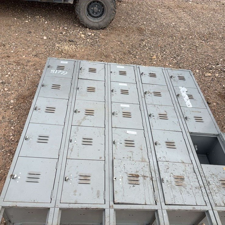 Set of Gray Metal Multi-Compartment Lockers, 25 Doors