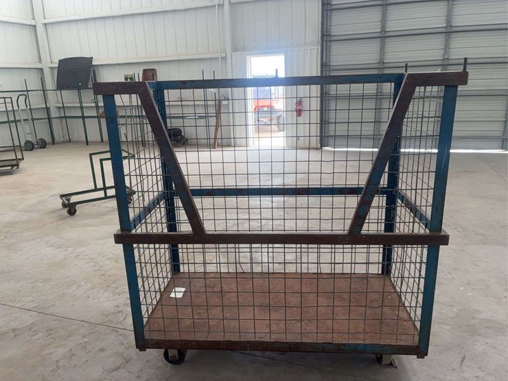 heavy-duty-steel-mesh-rolling-storage-cart-with-wood-base-image-5