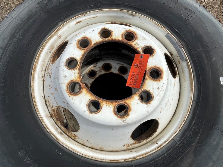 #10709-•-(2)-firestone-12r22.5-truck-tires-on-rims-image-4