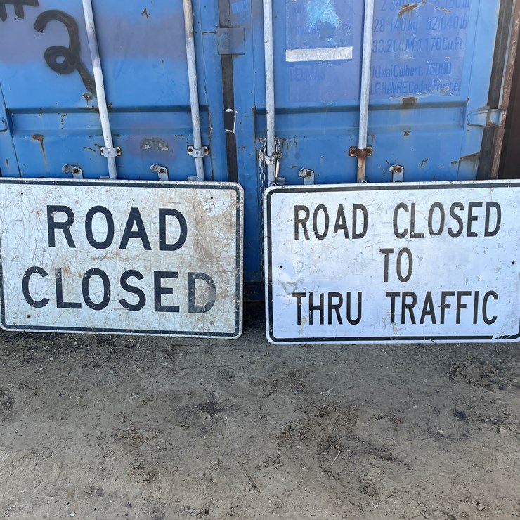 #3928 • (2) Metal Retired Road Signs