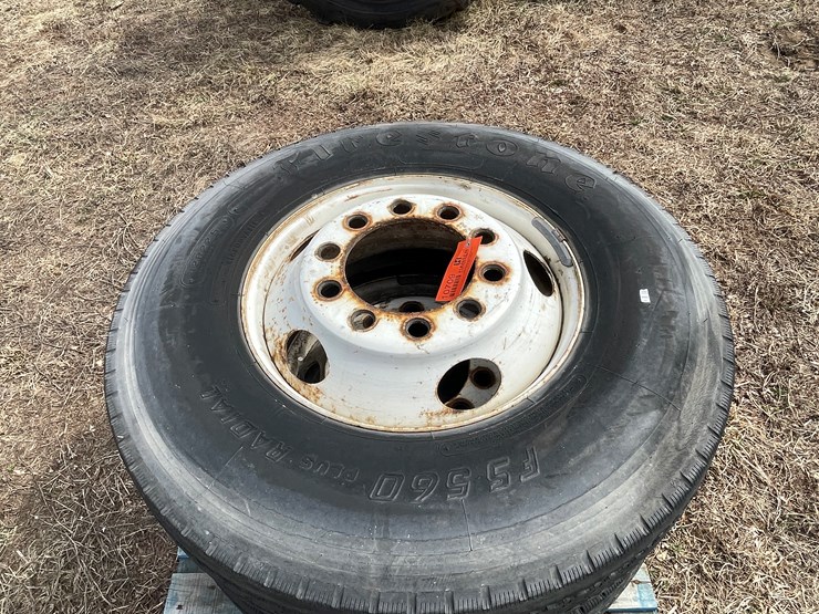 #10709-•-(2)-firestone-12r22.5-truck-tires-on-rims-image-5