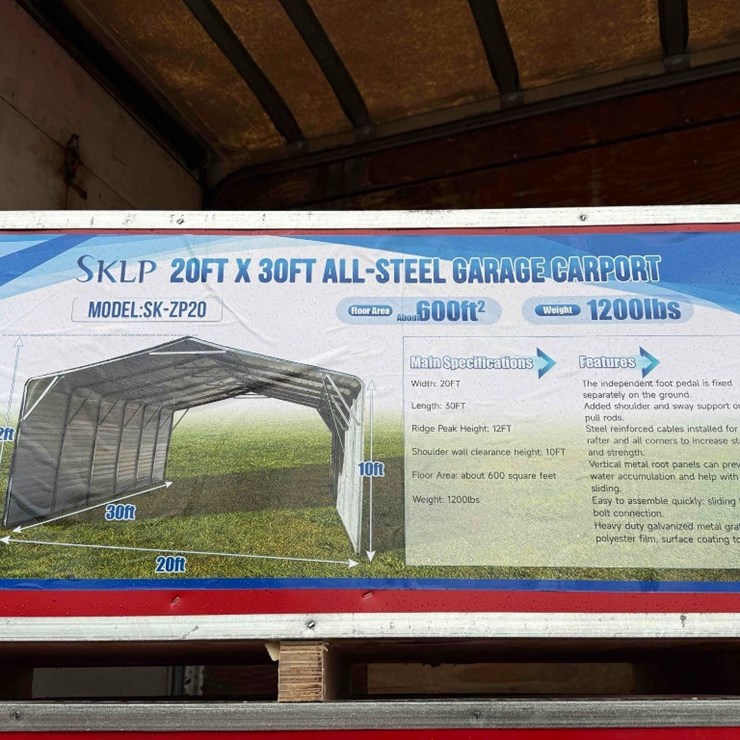 New SKLP Co 20ft x 30ft All Steel Garage Carport