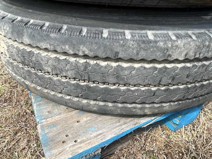 #10709-•-(2)-firestone-12r22.5-truck-tires-on-rims-image-9
