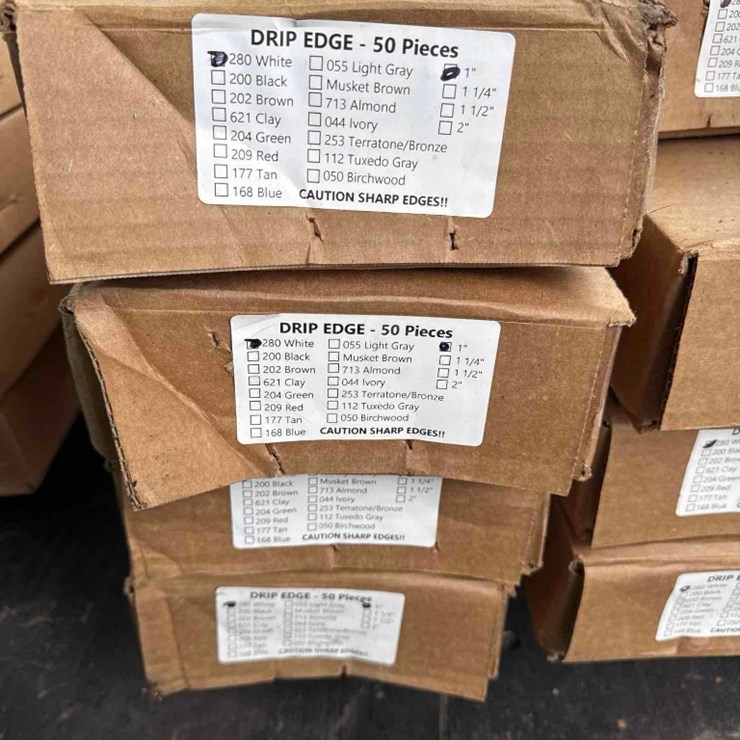 (4) New Boxes of White 10ft x 1in Aluminum Drip Edge