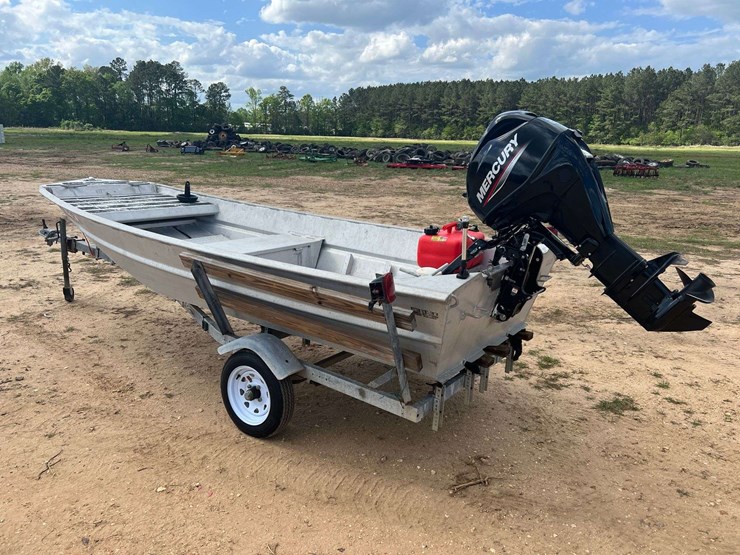 hanko-aluminum-14'-jon-boat-w/2022-mercury-25hp-4-stroke-outboard-motor-&-trailer-image-3
