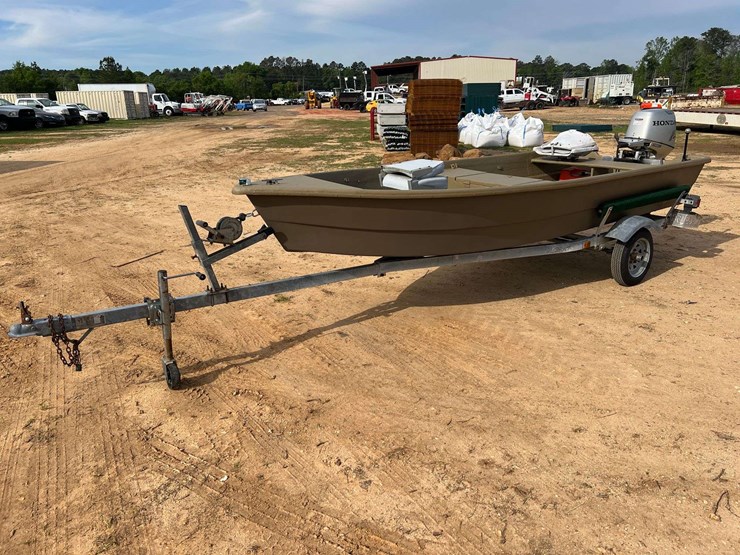 14'-fiberglass-jon-boat-w/honda-25hp-4-stroke-outboard-motor-&-trailer-image-1