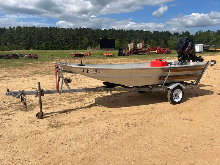 hanko-aluminum-14'-jon-boat-w/2022-mercury-25hp-4-stroke-outboard-motor-&-trailer-image-1