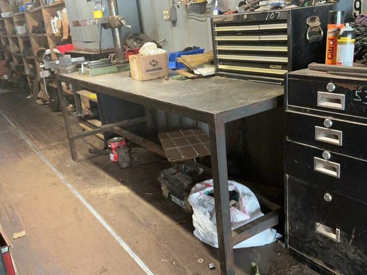#104-•-steel-work-table,-vise,-and-drill-press-image-1
