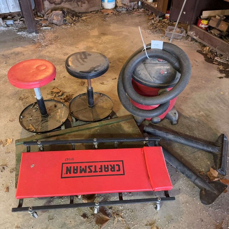 Craftsman Creeper, Shop Vac, and Stools Lot