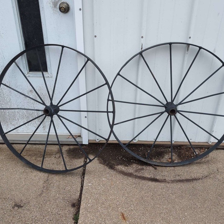 Pair of Metal Spoked Wheels