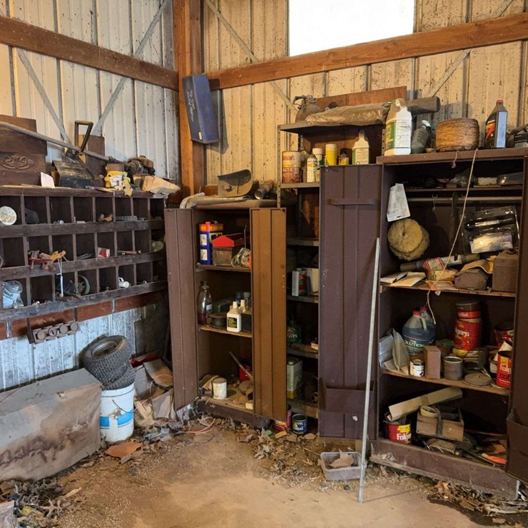 Metal Storage Cabinet with Contents