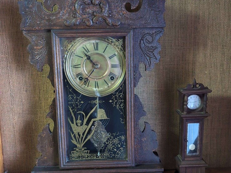 two-clocks-including-welch-mantle-clock-and-miniature-grandfather-clock-image-1