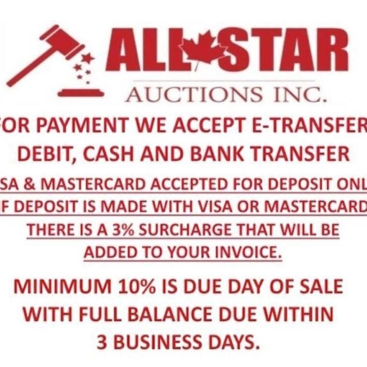 PAYMENT OPTIONS INCLUDE E-TRANSFER, DEBIT, CASH