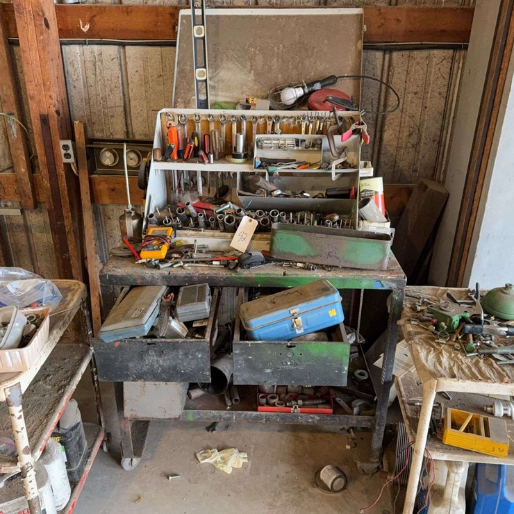 Rolling Workbench with Assorted Tools and Accessories