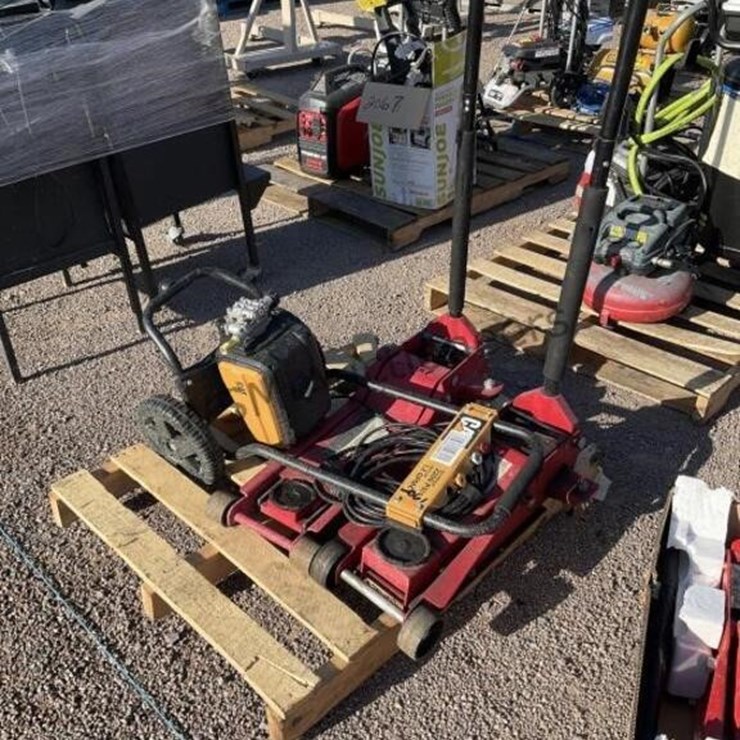 PALLET OF FLOOR JACKS & PRESSURE WASHER